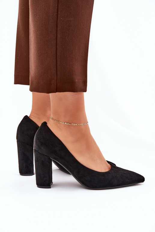 Eco Suede Heels On A Heel Black Ellinoria