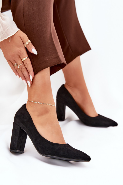 Eco Suede Heels On A Heel Black Ellinoria