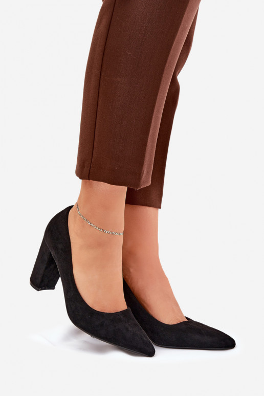Eco Suede Heels On A Heel Black Ellinoria