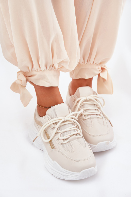 Sneakers Women's Sports Shoes On Thick Sole Beige Lerila