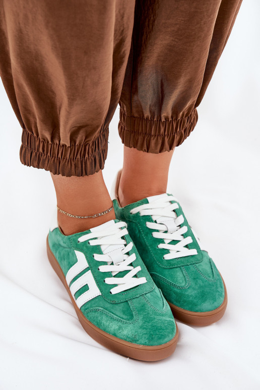 Sneakers Sports Shoes Suede Green Vinceza 79517