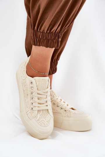 Lace Women's Sneakers Big Star RR274746 Beige 2