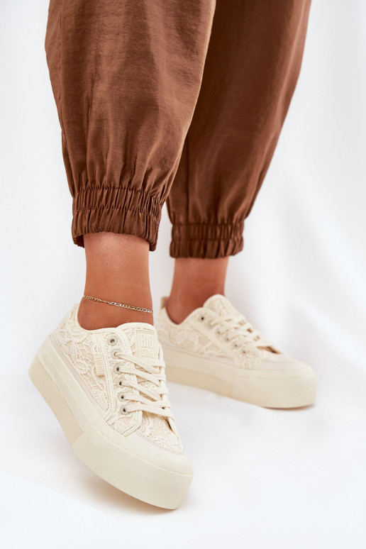 Lace Women's Sneakers Big Star RR274746 Beige