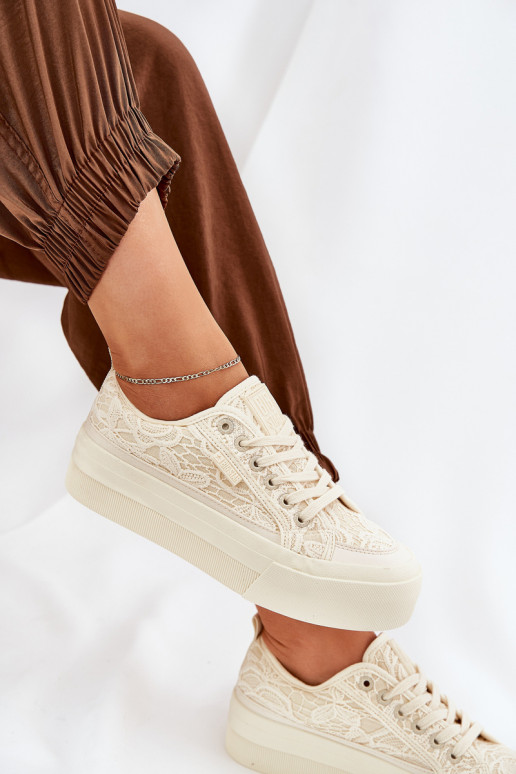 Lace Women's Sneakers Big Star RR274746 Beige