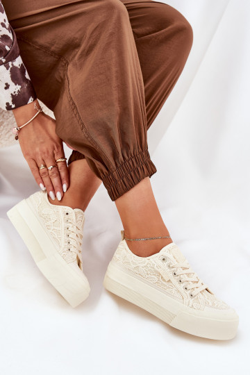 Lace Women's Sneakers Big Star RR274746 Beige