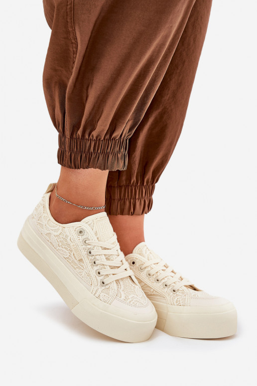 Lace Women's Sneakers Big Star RR274746 Beige