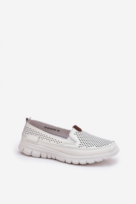 Perforated Ballet Flats Made Of Natural Leather Vinceza 95336 White Perforated Ballet Flats Made Of Natural Leather Vinceza 95336 White