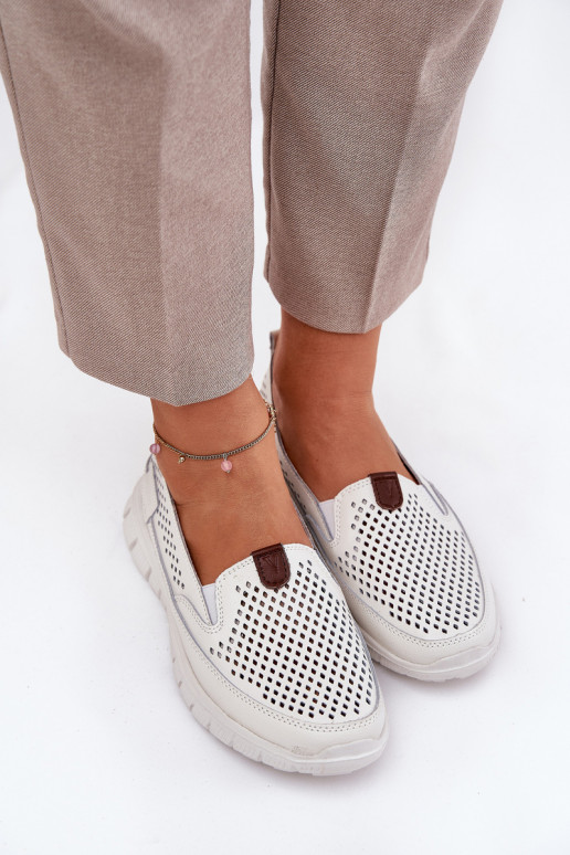 Perforated Ballet Flats Made Of Natural Leather Vinceza 95336 White Perforated Ballet Flats Made Of Natural Leather Vinceza 95336 White
