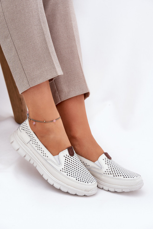 Perforated Ballet Flats Made Of Natural Leather Vinceza 95336 White Perforated Ballet Flats Made Of Natural Leather Vinceza 95336 White