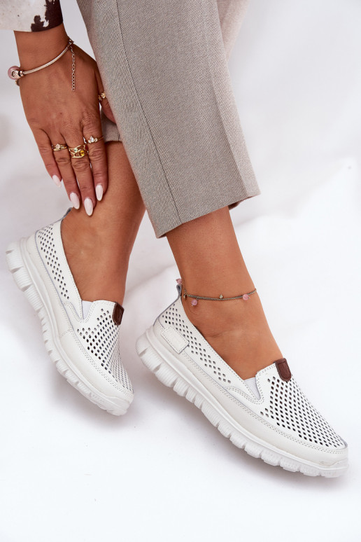 Perforated Ballet Flats Made Of Natural Leather Vinceza 95336 White Perforated Ballet Flats Made Of Natural Leather Vinceza 95336 White