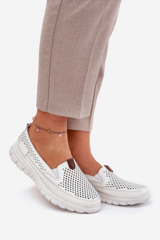 Perforated Ballet Flats Made Of Natural Leather Vinceza 95336 White Perforated Ballet Flats Made Of Natural Leather Vinceza 95336 White