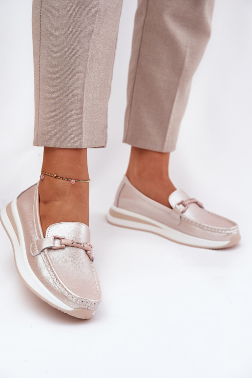 Women's Leather Moccasins S.Barski GR51-598 Pearl Pink Women's Leather Moccasins S.Barski GR51-598 Pearl Pink