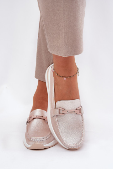 Women's Leather Moccasins S.Barski GR51-598 Pearl Pink 2