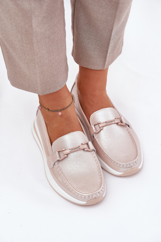 Women's Leather Moccasins S.Barski GR51-598 Pearl Pink Women's Leather Moccasins S.Barski GR51-598 Pearl Pink