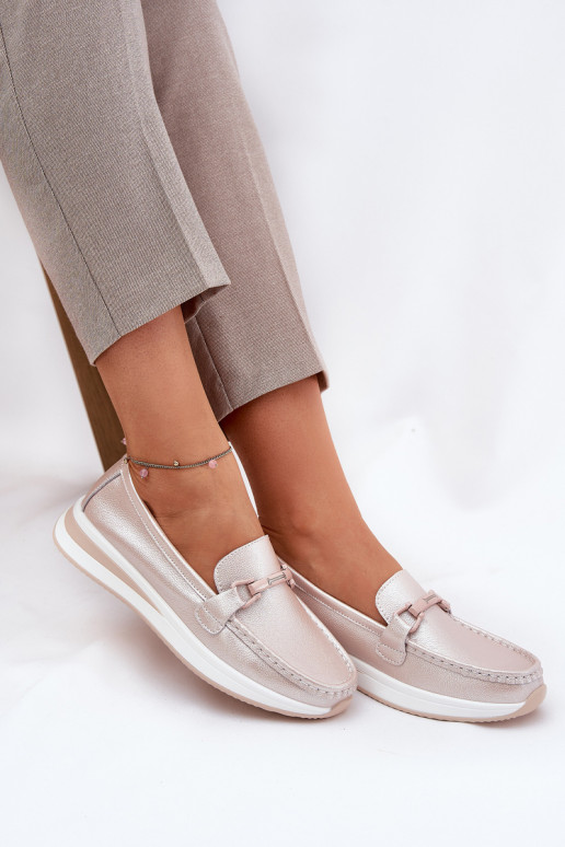 Women's Leather Moccasins S.Barski GR51-598 Pearl Pink Women's Leather Moccasins S.Barski GR51-598 Pearl Pink