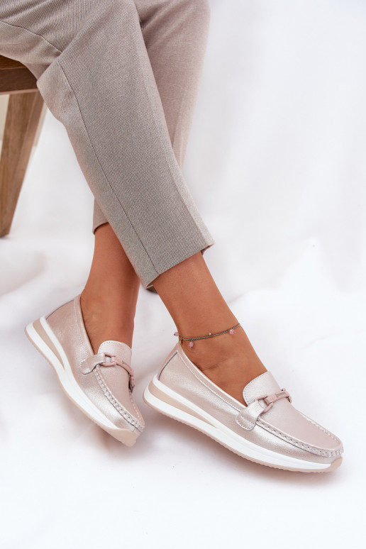 Women's Leather Moccasins S.Barski GR51-598 Pearl Pink Women's Leather Moccasins S.Barski GR51-598 Pearl Pink