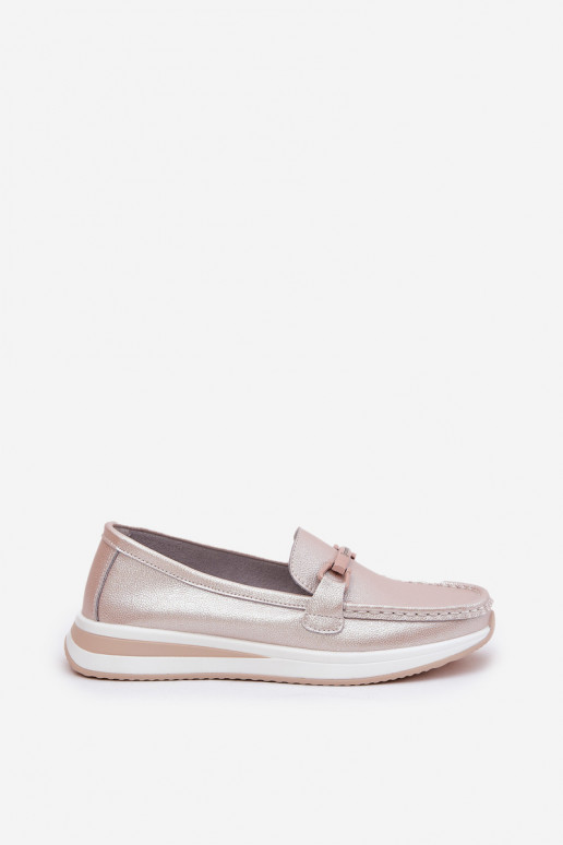Women's Leather Moccasins S.Barski GR51-598 Pearl Pink Women's Leather Moccasins S.Barski GR51-598 Pearl Pink