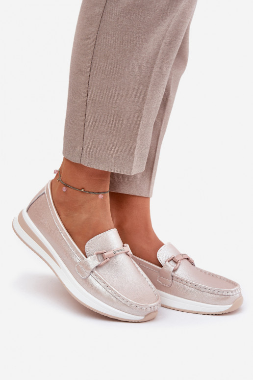 Women's Leather Moccasins S.Barski GR51-598 Pearl Pink Women's Leather Moccasins S.Barski GR51-598 Pearl Pink