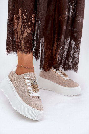 Platform Sneakers With Bear Print S.Barski BF51-014 Beige 2