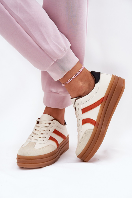Sneakersy Damskie Na Platformie Beżowe Tolianna Sneakersy Damskie Na Platformie Beżowe Tolianna