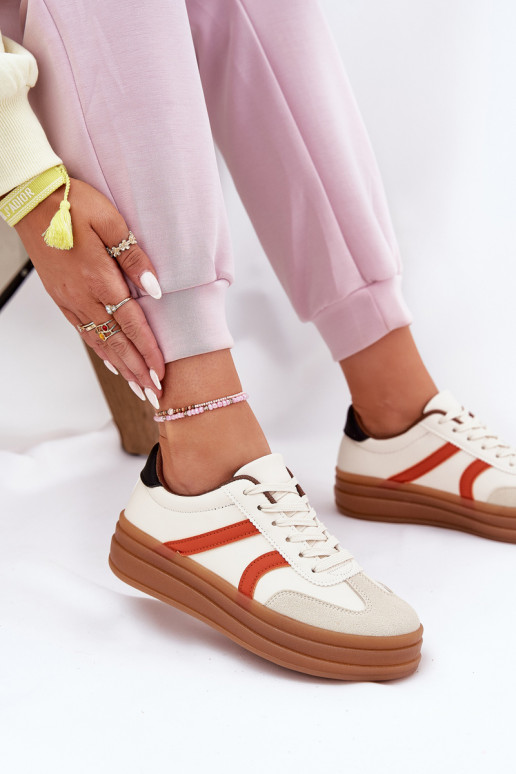 Sneakersy Damskie Na Platformie Beżowe Tolianna Sneakersy Damskie Na Platformie Beżowe Tolianna