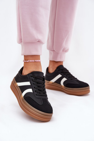 Sneakersy Damskie Na Platformie Czarne Tolianna 2