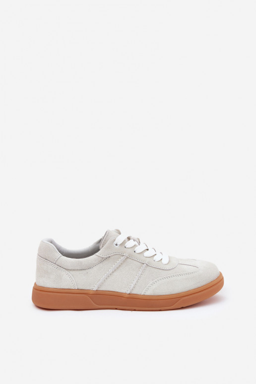 Zamszowe Niskie Sneakersy Damskie Szare Paliana