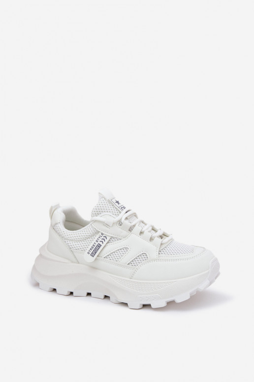Women's Sports Sneakers On Thick Sole White Prononice