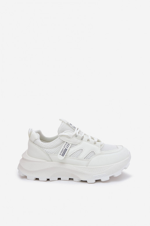 Women's Sports Sneakers On Thick Sole White Prononice