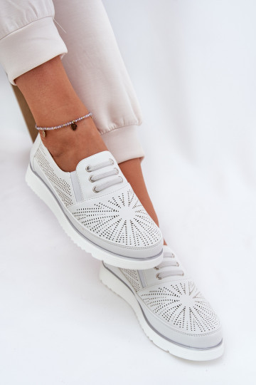 Women's Slip-On Lace-Up Shoes White Azethia