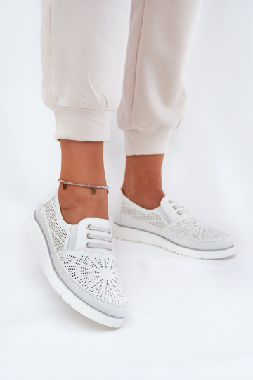 Women's Slip-On Lace-Up Shoes White Azethia 2