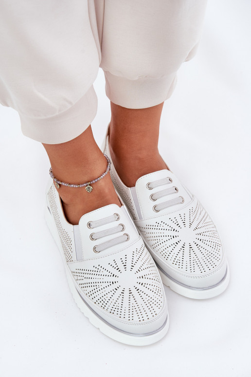 Women's Slip-On Lace-Up Shoes White Azethia Women's Slip-On Lace-Up Shoes White Azethia