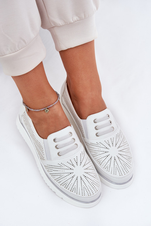 Women's Slip-On Lace-Up Shoes White Azethia Women's Slip-On Lace-Up Shoes White Azethia