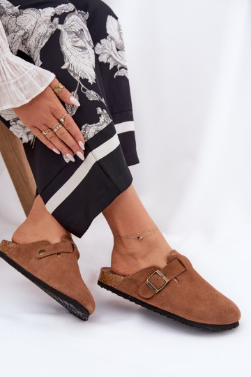 Suede Clogs Women's With Buckle Big Star RR274A387 Brown