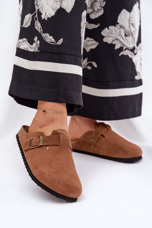 Suede Clogs Women's With Buckle Big Star RR274A387 Brown Suede Clogs Women's With Buckle Big Star RR274A387 Brown