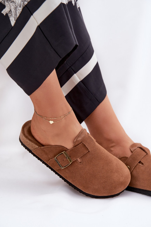 Suede Clogs Women's With Buckle Big Star RR274A387 Brown Suede Clogs Women's With Buckle Big Star RR274A387 Brown