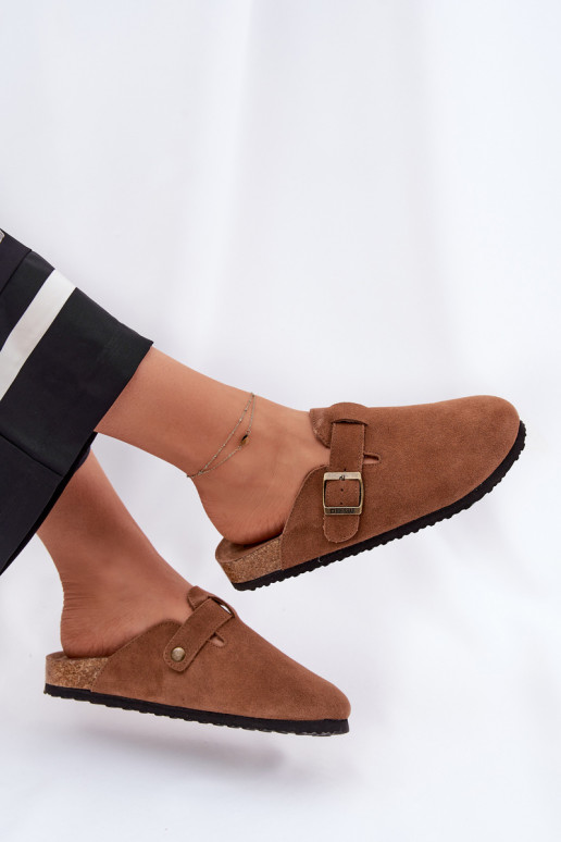 Suede Clogs Women's With Buckle Big Star RR274A387 Brown Suede Clogs Women's With Buckle Big Star RR274A387 Brown