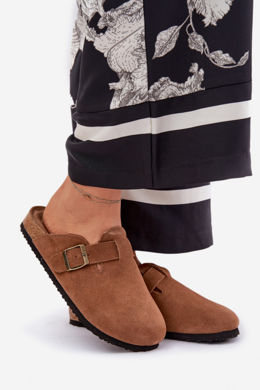 Suede Clogs Women's With Buckle Big Star RR274A387 Brown Suede Clogs Women's With Buckle Big Star RR274A387 Brown