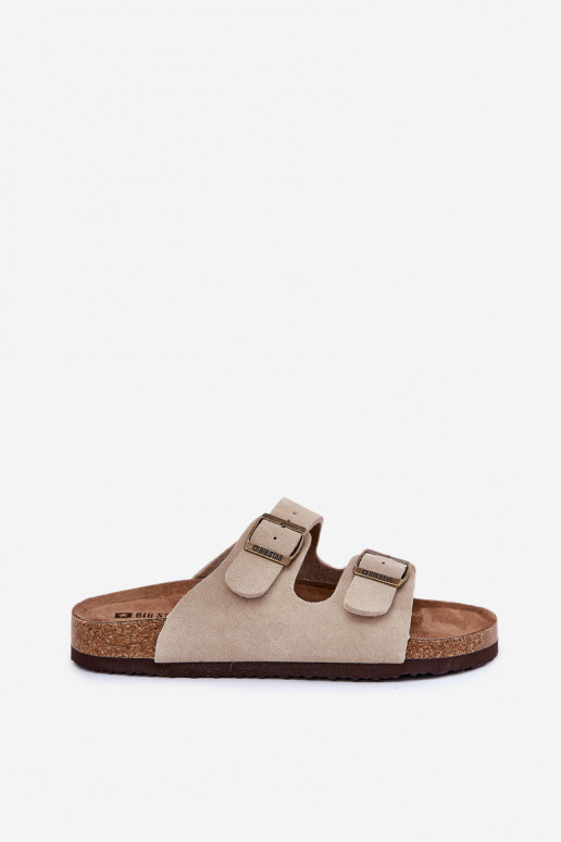 Suede Women's Slippers With Buckles Big Star RR274A391 Beige