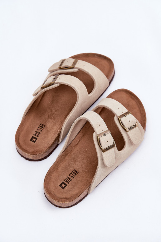 Suede Women's Slippers With Buckles Big Star RR274A391 Beige