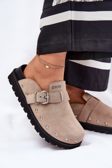 Suede Slippers Women's On Platform Big Star RR274A376 Beige