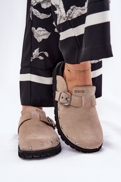 Suede Slippers Women's On Platform Big Star RR274A376 Beige