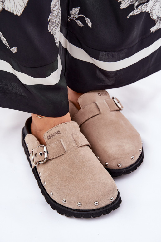 Suede Slippers Women's On Platform Big Star RR274A376 Beige