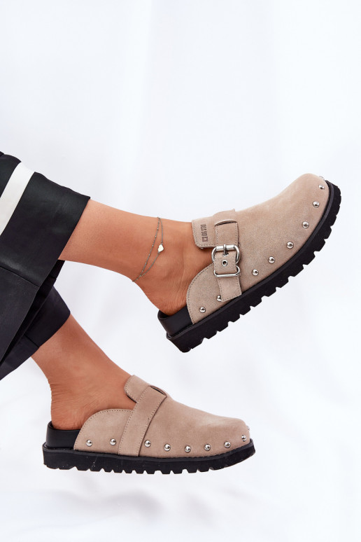 Suede Slippers Women's On Platform Big Star RR274A376 Beige