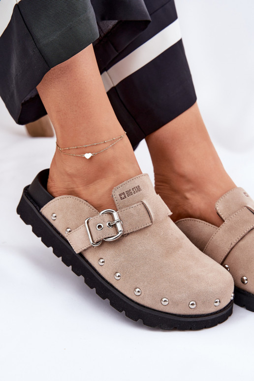 Suede Slippers Women's On Platform Big Star RR274A376 Beige