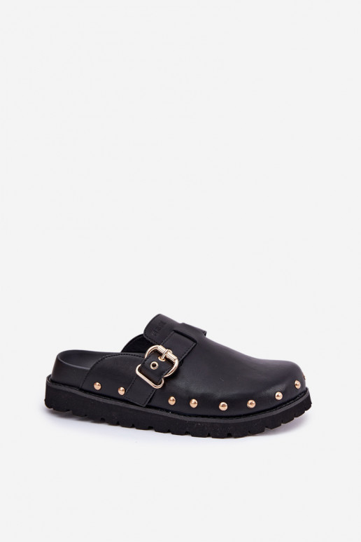 Leather Clogs Ladies On Platform Big Star RR274A378 Black