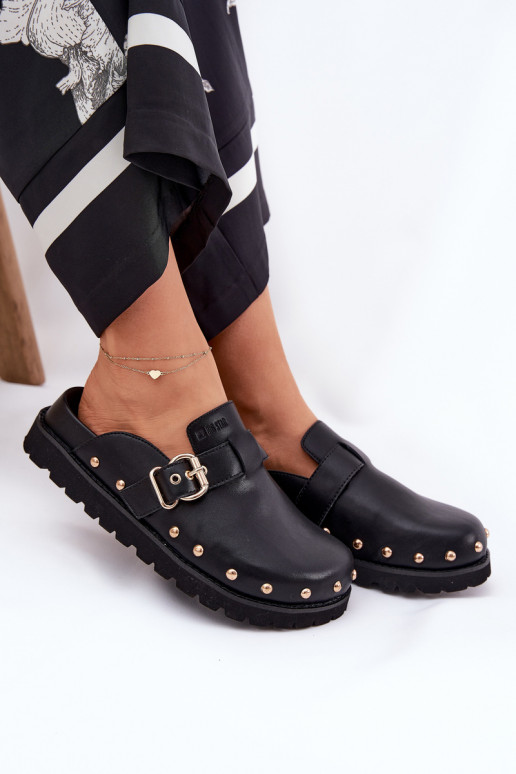 Leather Clogs Ladies On Platform Big Star RR274A378 Black
