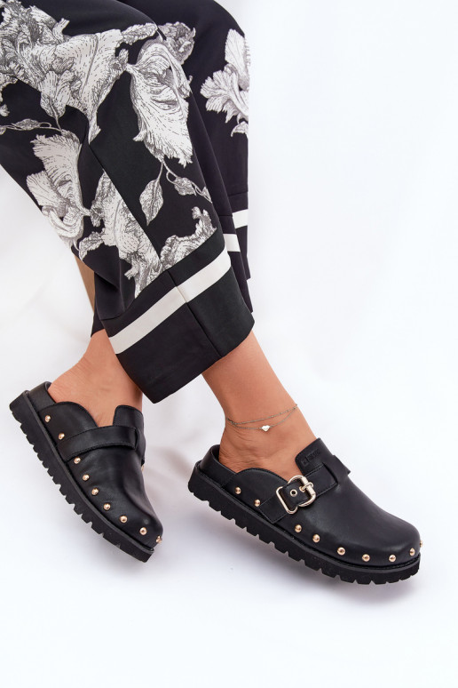 Leather Clogs Ladies On Platform Big Star RR274A378 Black