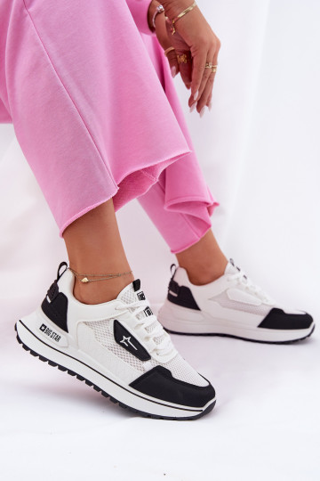 Buty Sportowe Damskie Na Platformie Big Star RR274A223 HI-POLY SYSTEM Biało-Czarne