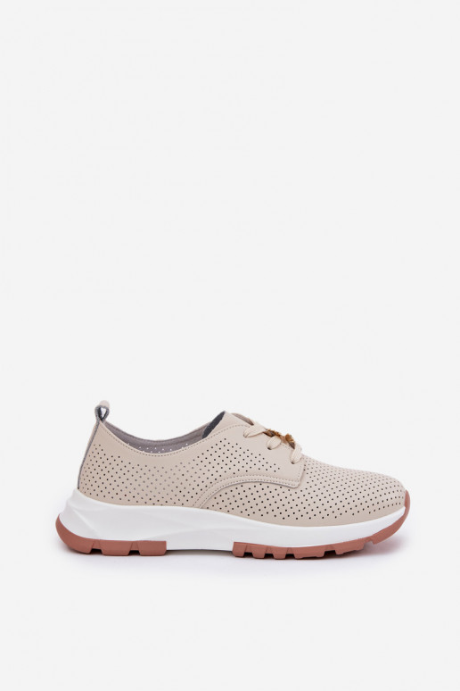 Leather Women's Shoes With A Bow Artiker 54C1811 Beige Leather Women's Shoes With A Bow Artiker 54C1811 Beige